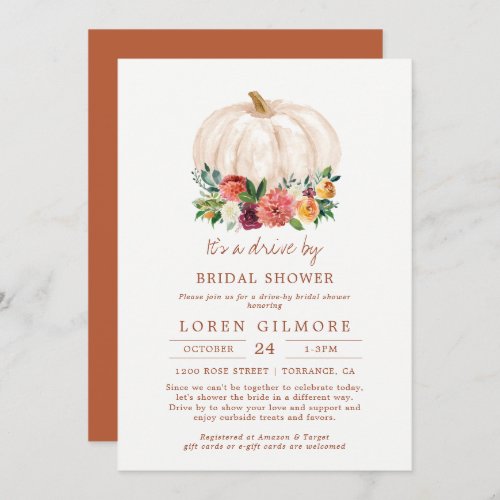 Fall Pumpkin Drive By Bridal Shower Invitation