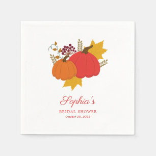 Fall Pumpkin Elegant Script Bridal Shower Napkins