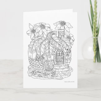 Fall Pumpkin Fairy House Color it Yourself Blank Card