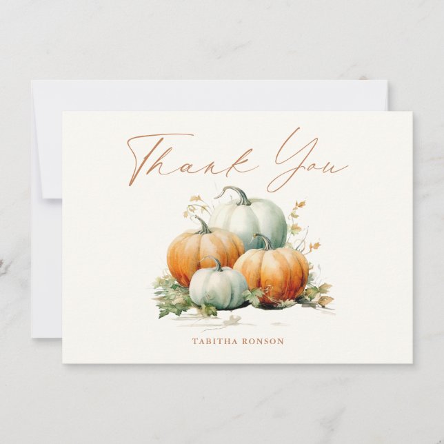 Fall Pumpkin Fall Baby Shower Thank You Card (Front)