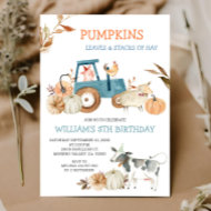 Fall Pumpkin Farm Animal Birthday  Invitation