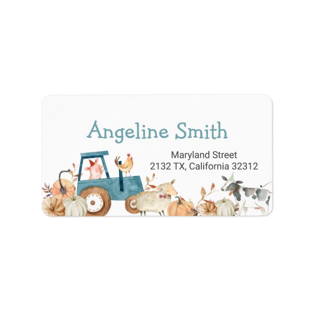 Fall Pumpkin Farm Animal Tractor Address Label (Front)