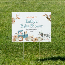 Fall Pumpkin Farm Animal Tractor Floral Welcome Sign