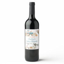 Fall Pumpkin Farm Animal Tractor Floral Wine Label