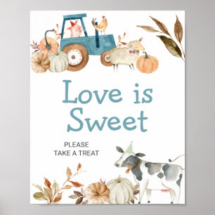 Fall Pumpkin Farm Animal Tractor Love is Sweet Poster