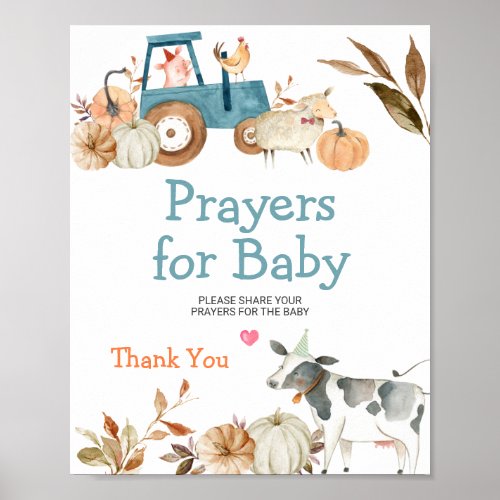 Fall Pumpkin Farm Animal Tractor Prayers for Baby Poster