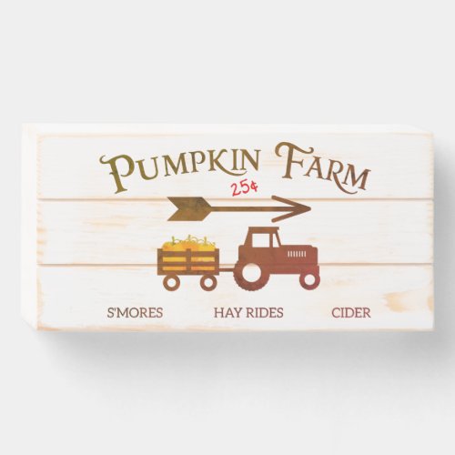 Fall Pumpkin Farm Tractor Smores Hay Rides Cider Wooden Box Sign