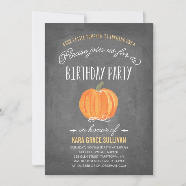 Fall Pumpkin | First Birthday Invitation (Front)