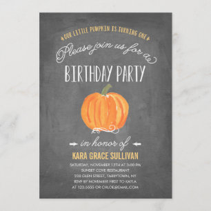 Fall Pumpkin First Birthday Invitation