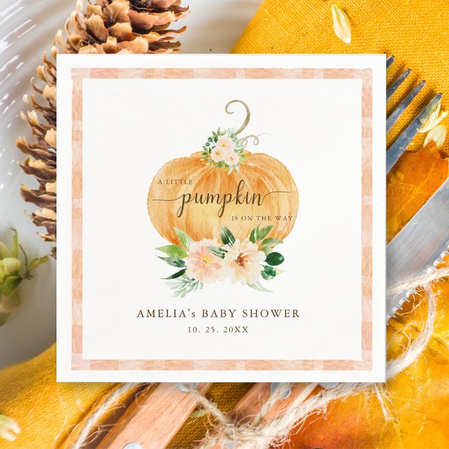 Fall Pumpkin Floral Baby Girl Shower Napkins (Creator Uploaded)