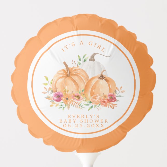 Fall Pumpkin Floral Baby Shower Balloon (Front)