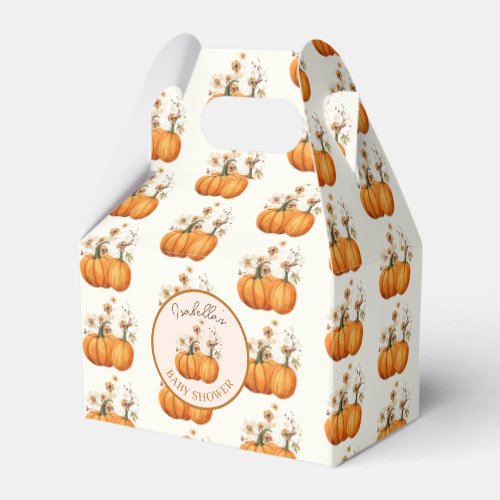 Fall Pumpkin Floral Baby Shower Custom Favor Boxes