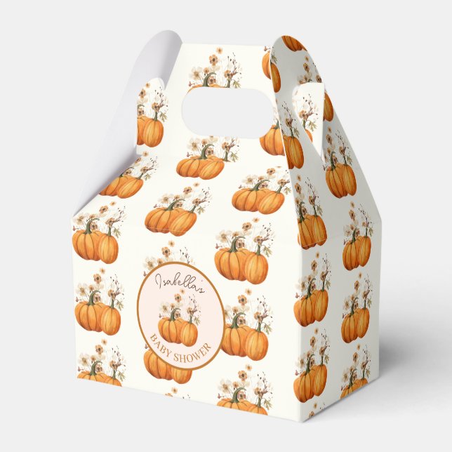 Fall Pumpkin Floral Baby Shower Custom Favor Boxes (Front Side)
