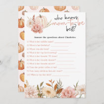 Fall Pumpkin Floral Baby Shower Game Card