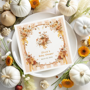 Fall Pumpkin Floral Baby Shower Napkins