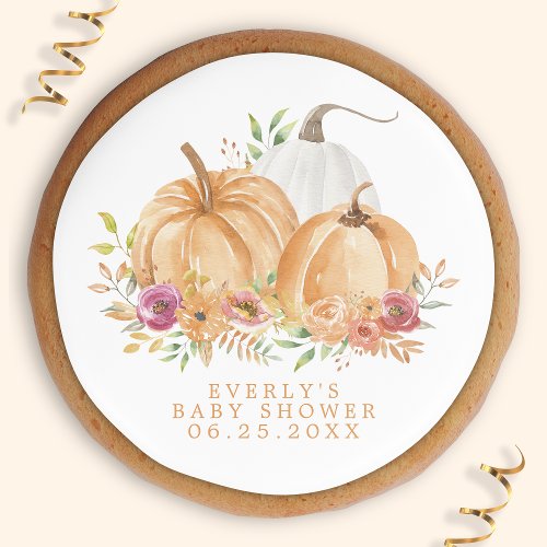 Fall Pumpkin Floral Baby Shower  Sugar Cookie