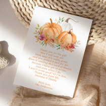 Fall Pumpkin Floral Baby Shower Thank You Card