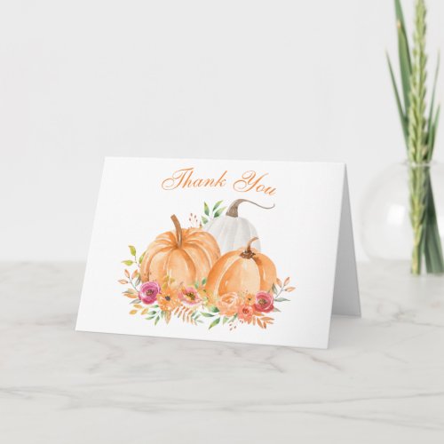 Fall Pumpkin Floral Baby Shower Thank You Card
