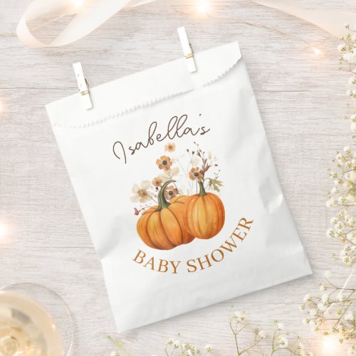 Fall Pumpkin Floral Baby Shower Thank You Favor Bag