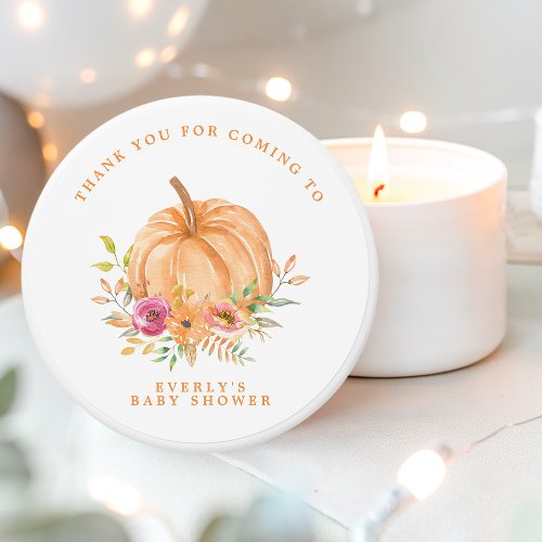 Fall Pumpkin Floral Baby Shower Thank You Mini Candle Favors