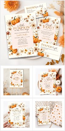 Fall Pumpkin Floral Baby Shower Theme collection