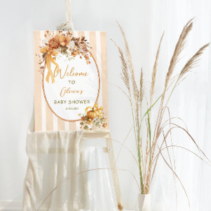 Fall Pumpkin Floral Baby Shower Welcome Foam Board