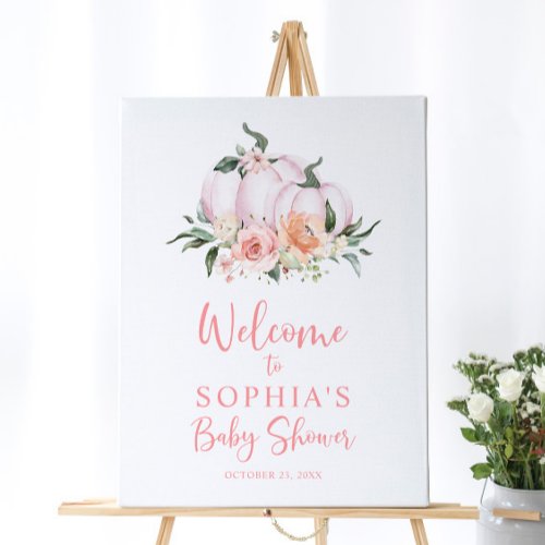 Fall Pumpkin Floral Baby Shower Welcome Sign