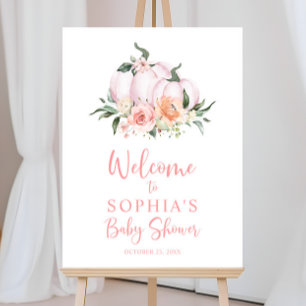 Fall Pumpkin Floral Baby Shower Welcome Sign