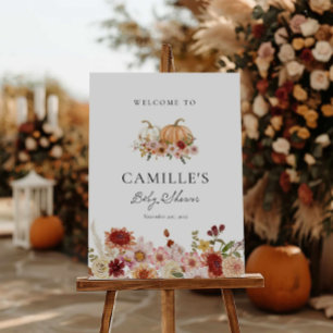 Fall Pumpkin Floral Baby Shower Welcome Sign