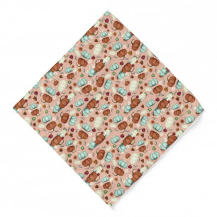 Fall Pumpkin Floral Bandana