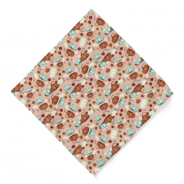 Fall Pumpkin Floral Bandana (Front)
