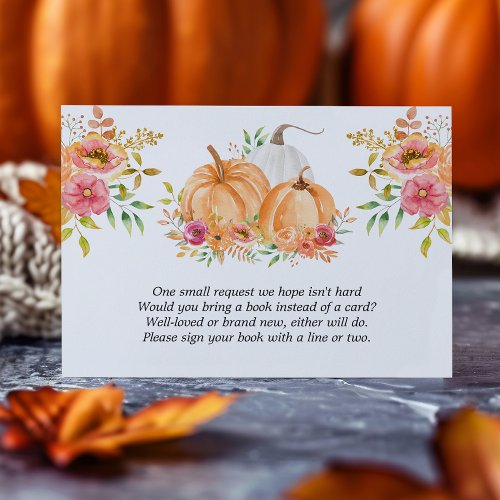 Fall Pumpkin Floral Books For Baby Enclosure Card