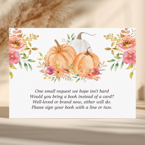 Fall Pumpkin Floral Books For Baby Enclosure Card
