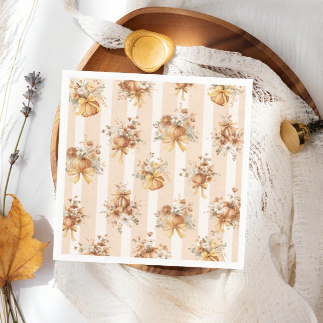 Fall Pumpkin Floral Bow Baby Shower  Napkins (Creator Uploaded)