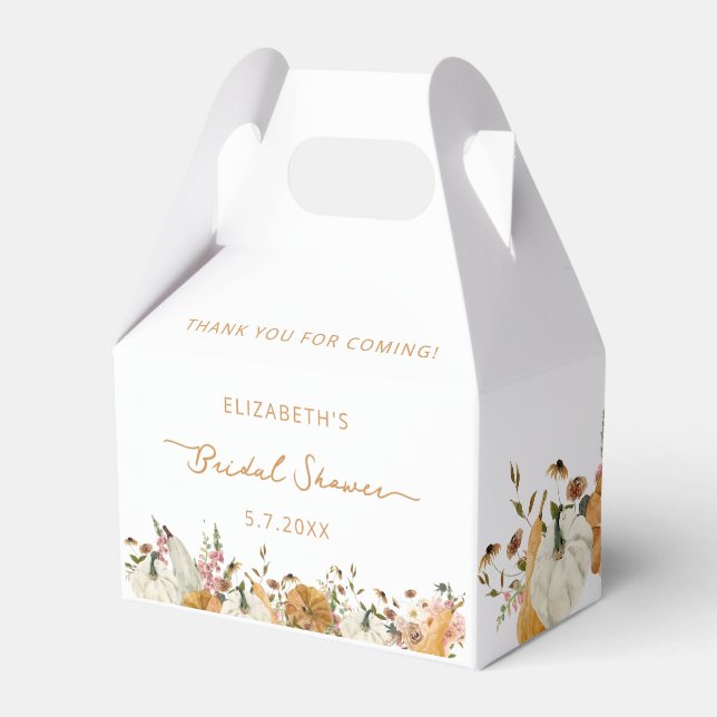 Fall Pumpkin Floral Bridal Shower Favor Boxes (Front Side)