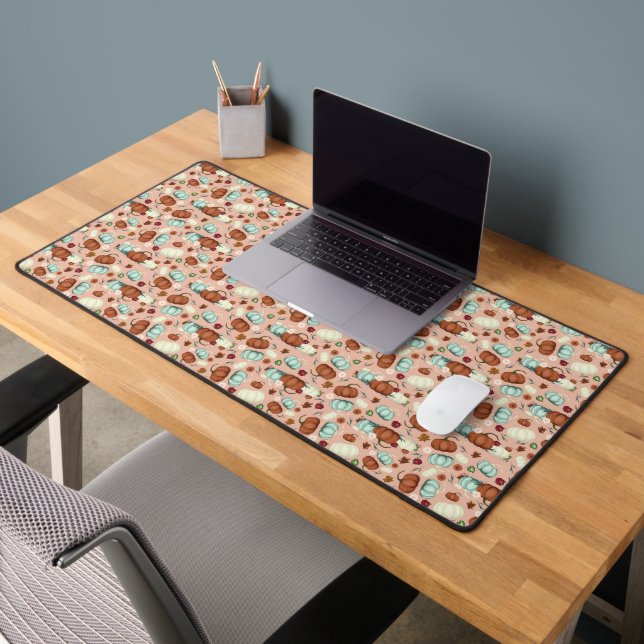 Fall Pumpkin Floral Desk Mat (Office 2)
