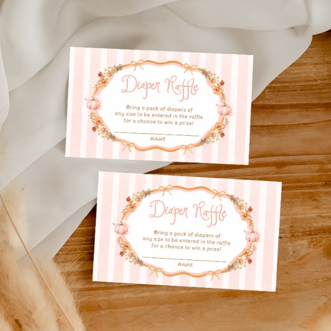 Fall Pumpkin Floral Diaper Raffle Tickets Enclosure Card (Creator Uploaded)