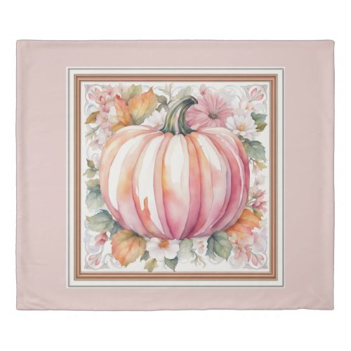 Fall Pumpkin Floral Duvet Cover