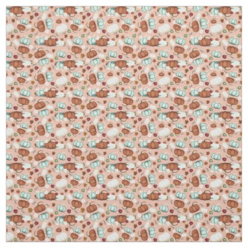 Fall Pumpkin Floral Fabric