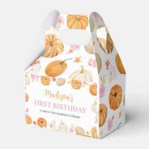 Fall Pumpkin Floral Girl Birthday Favor Boxes