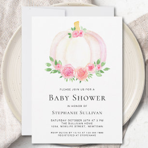 Fall Pumpkin Floral Girl's Baby Shower Invitation