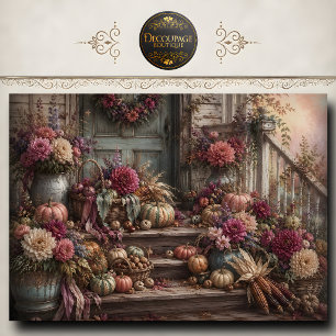 Fall Pumpkin Floral Harvest Decoupage Tissue Paper