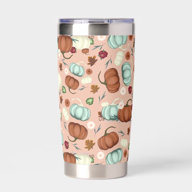Fall Pumpkin Floral Insulated Tumbler (Front)
