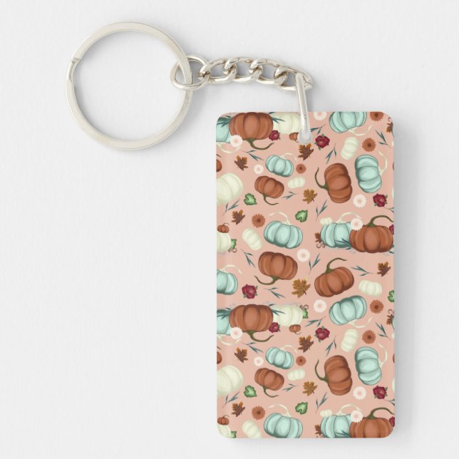Fall Pumpkin Floral Keychain (Front)