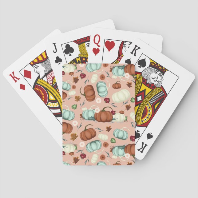 Fall Pumpkin Floral Poker Cards (Back)