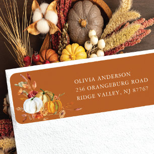 Fall Pumpkin Floral Return Address Label