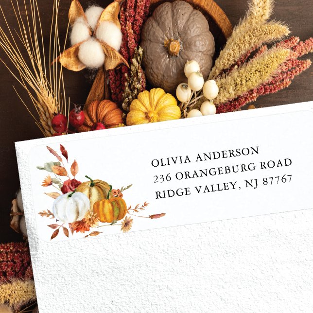 Fall Pumpkin Floral Return Address Label (Creator Uploaded)