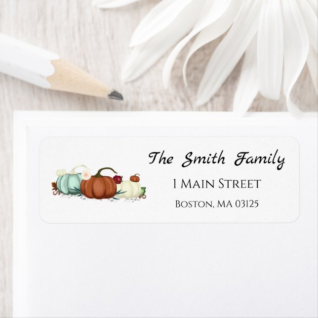 Fall Pumpkin Floral Return Address Labels (Insitu)