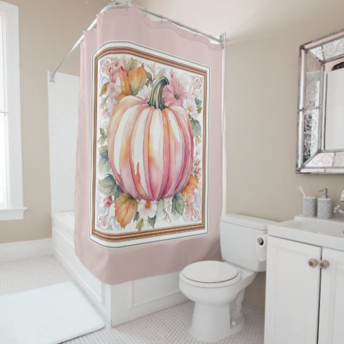 Fall Pumpkin Floral Shower Curtain