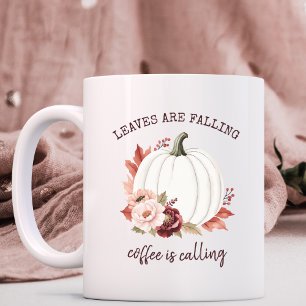 Fall Pumpkin Floral Watercolor Coffee Mug
